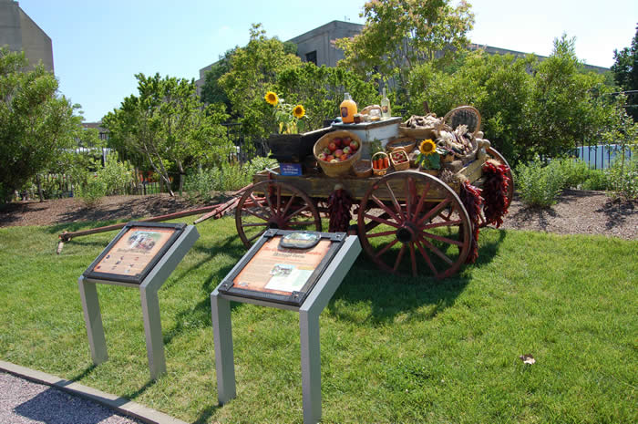 Heritage Farm exhibit with ID signs