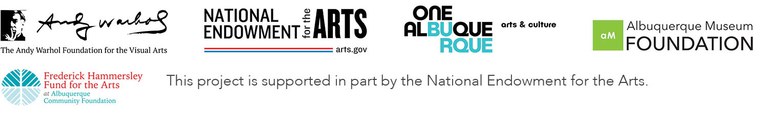 Broken Boxes Sponsor Logos including the Department of Arts and Culture and the Albuquerque Museum Foundation.