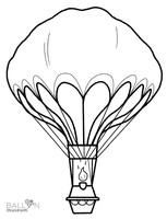 A black and white illustration of a hot air balloon.