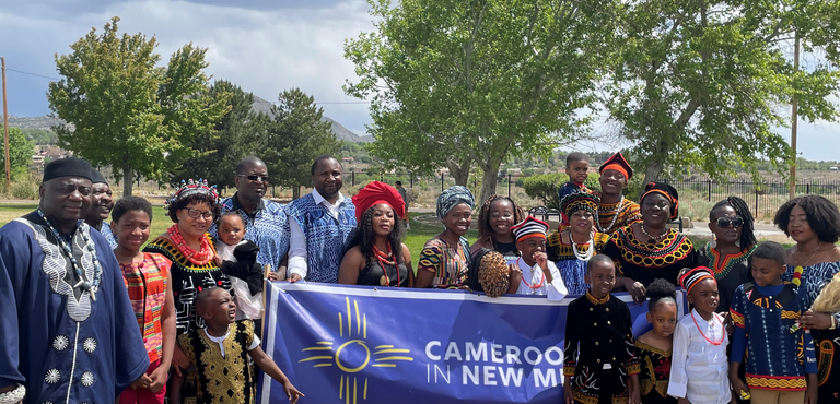 Cameroonians in New Mexico pose after performing at the 2024 Multicultural Arts Festival 