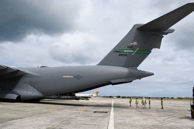 U.S. Military cargo plane arrives at V.C. Bird International Airport, Jan. 29, 2024
