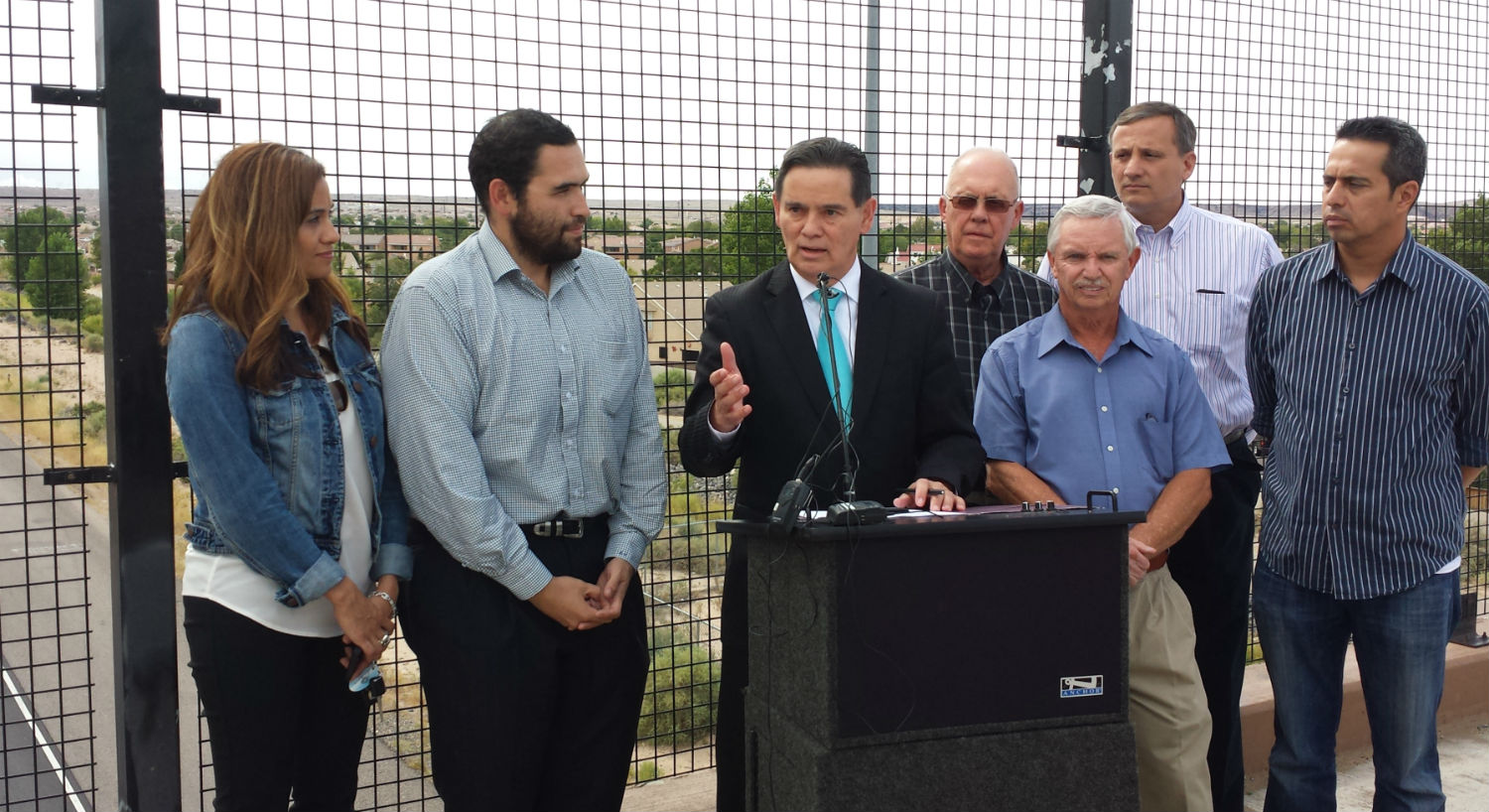 Council Sanchez at the news conference for the Insterstate 40 off ramp addition.