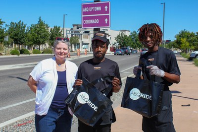 City Councilor Tammy Fiebelkorn with transit riders in uptown area on September 14, 2024.