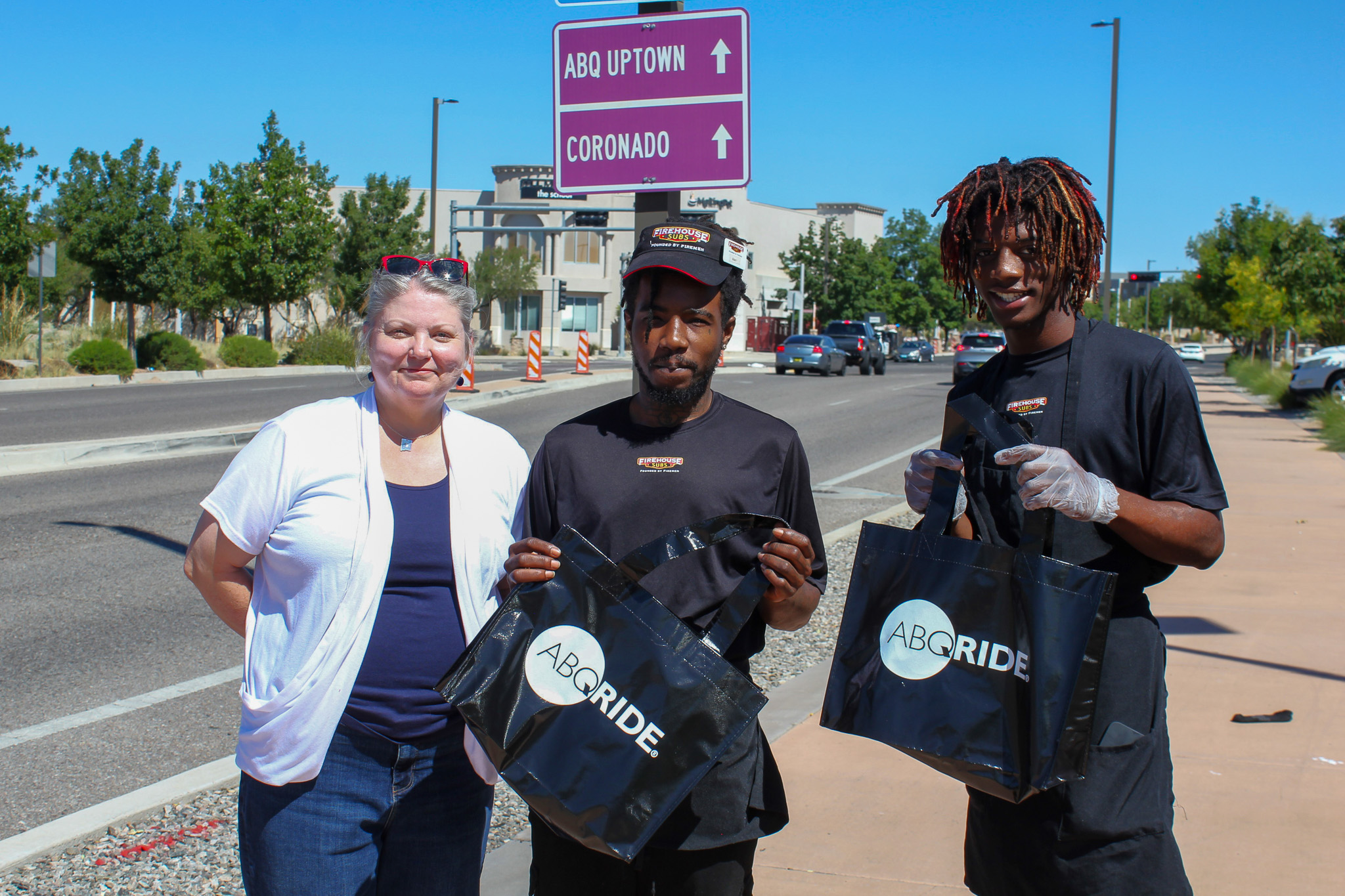 Councilor Fiebelkorn with transit riders.