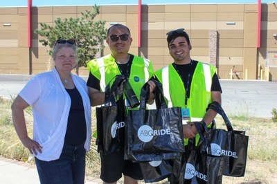 City Councilor Tammy Fiebelkorn with ABQ RIDE in uptown area on September 14, 2024.