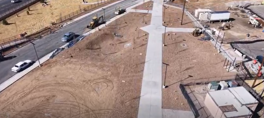 Aerial photo of new dog park being constructed during Los Altos Park Phase 2 Renovation