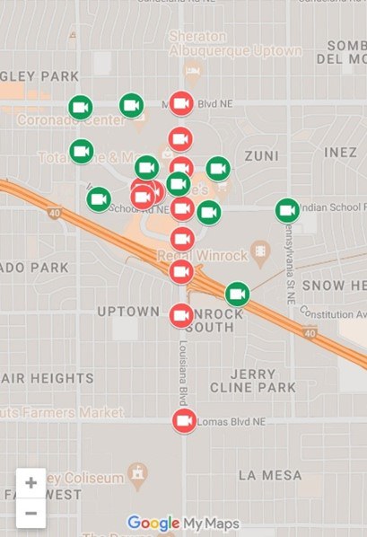 Map image of the 22 Uptown Community Connect Safety Camera Locations