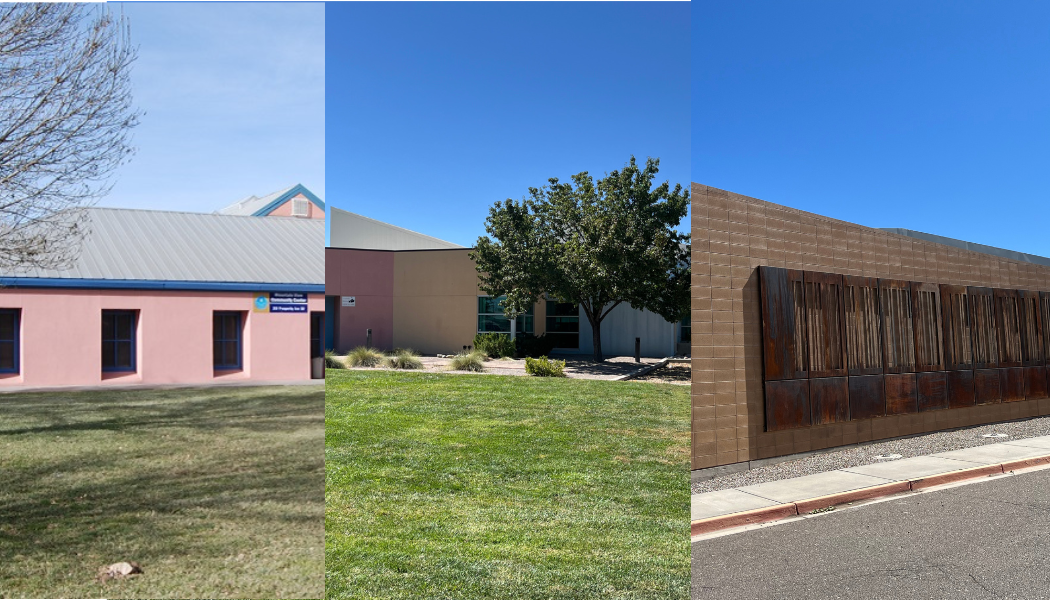 This is a spliced image of the five community centers side by side in Bernalillo county