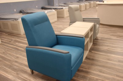 Photos of recliner chairs at Medical Sobering Center