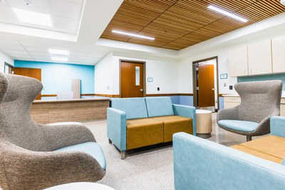 Chairs facing each other in the Medical Respite Center entryway