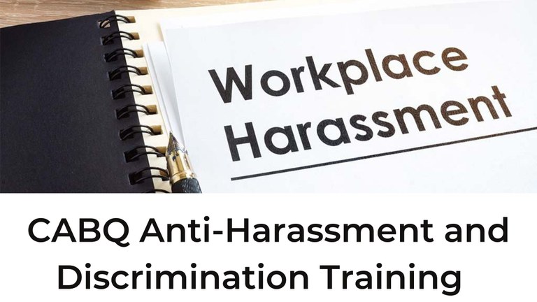 This image is a title image for the Anti harassment training that includes a picture of legal docuements.