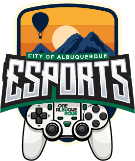 A controller with a crest above. The crest is emblazoned with a sunset sky and a hot air balloon.