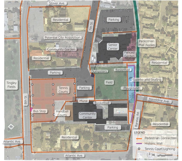 A map of Barelas Park showing potential renovation ideas.