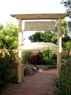 OSVC demo garden sign that says Traditions Garden.