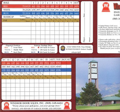 Arroyo del Oso Golf Course 18 hole scorecard.