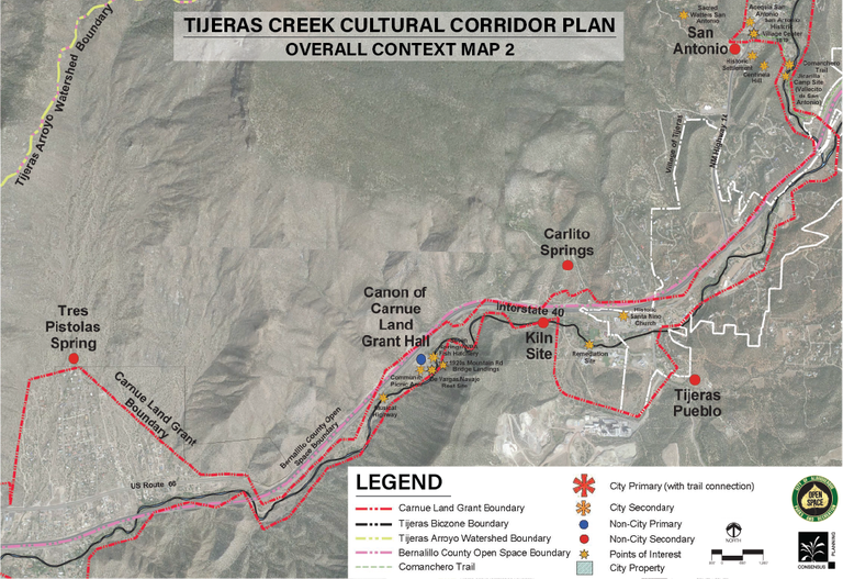 A map of the east side of the Tijeras Creek Cultural Corridor plan.