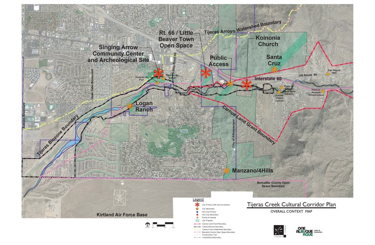 A map of the west side of the Tijeras Creek Cultural Corridor plan.