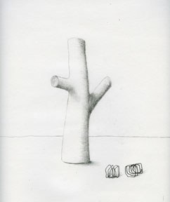 A drawing of a tree stump.