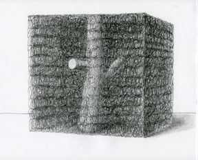 An illustration of a tree trunk inside of a cube.