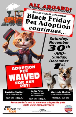 “All Aboard!” Black Friday Pet Adoption Continues