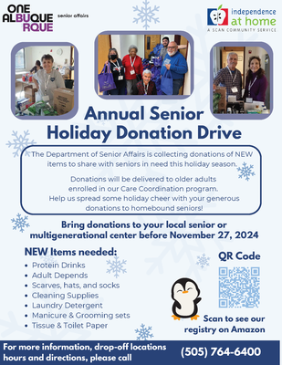 Annual Senior Holiday Donation Drive