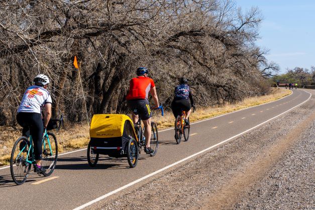 Biking Group Bosque Trail Winter Tile