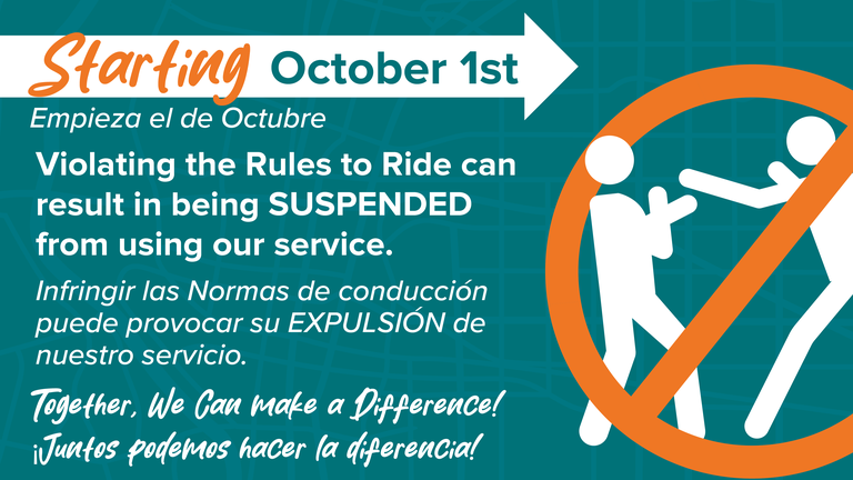 Violation of the Rules to Ride in Albuquerque's transit system may result in suspension